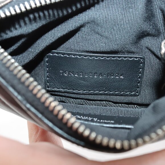 NWT Saint Laurent Cassandre Matelasse Key Pouch in Quilted Black Leather/Silver - Picture 9 of 14